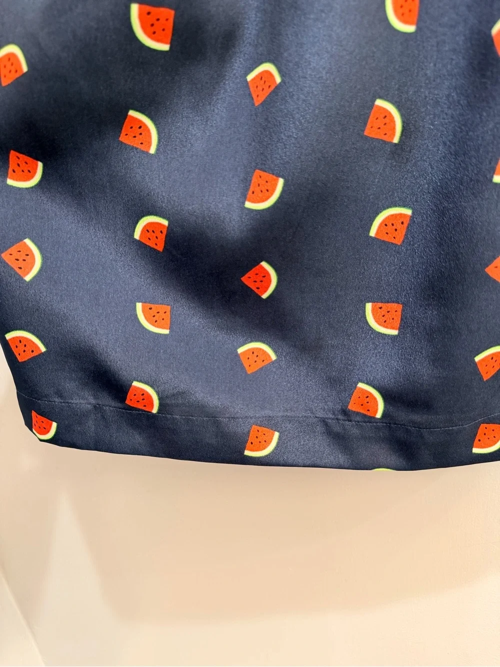 J. Crew Watermelon Print Mini Dress Size 6 Navy Blue Spaghetti Strap Pockets